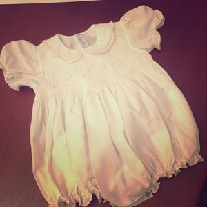 White smocked romper